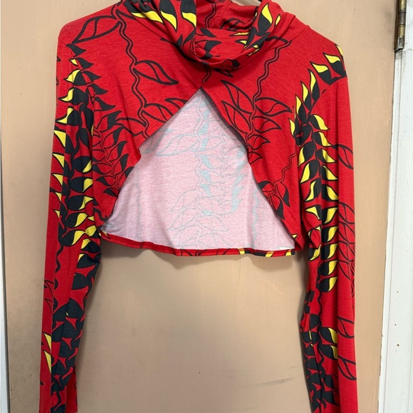 Manuhealii Vintage Knit Red and Yellow Crop Top - Picture 1 of 4